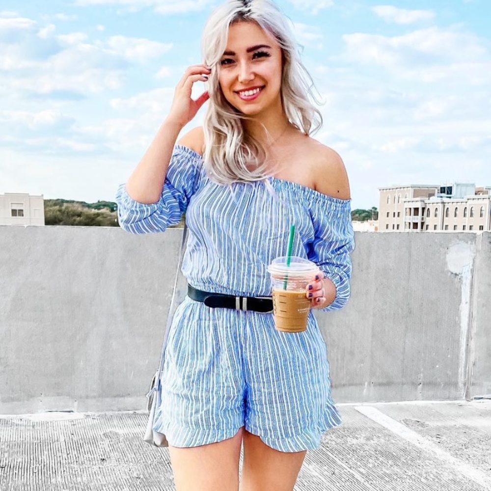 Blue and White Romper